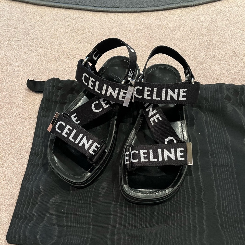 Celine is Black Sandals MC with White Sandals Accents - Great Condition